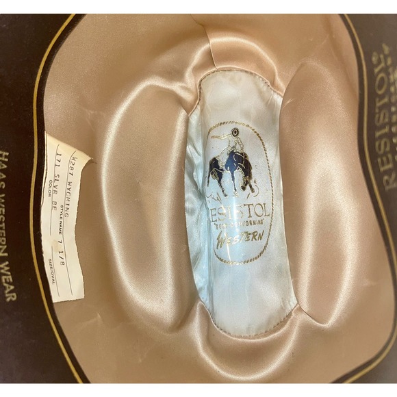 Haas Vintage Western Resistol Cowboy Hat Self Conforming 4X Beaver Silver 7 1/8 - Picture 8 of 10